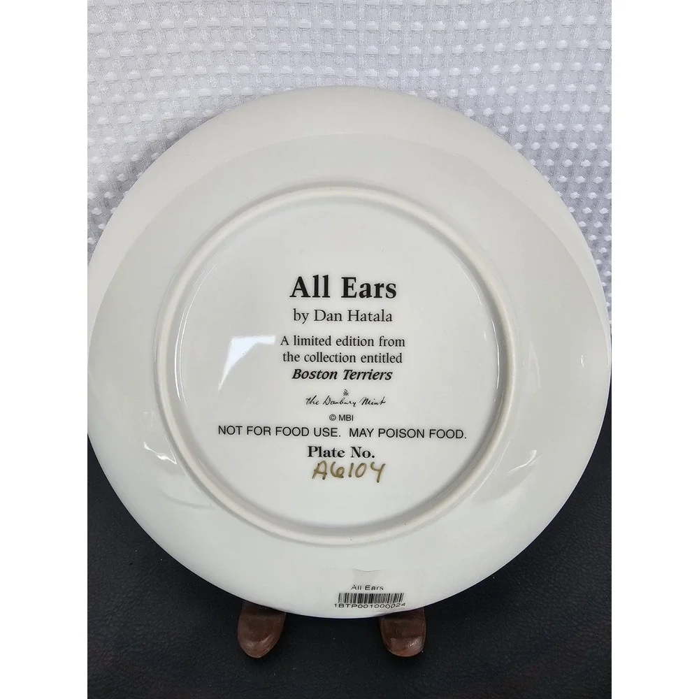 Danbury All Ears Boston Terrier Dog Plate Limited Edition by Dan Hatala